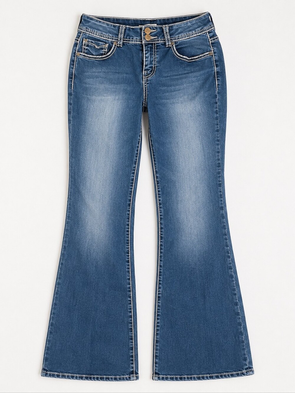 Royalty For Me Blue Flare Jeans with Contrast Stitching